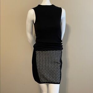 RAG & BONE BLACK WHITE KNIT SWEATER FABRIC MINI SKIRT BACK EXPOSED ZIP SM NWOT